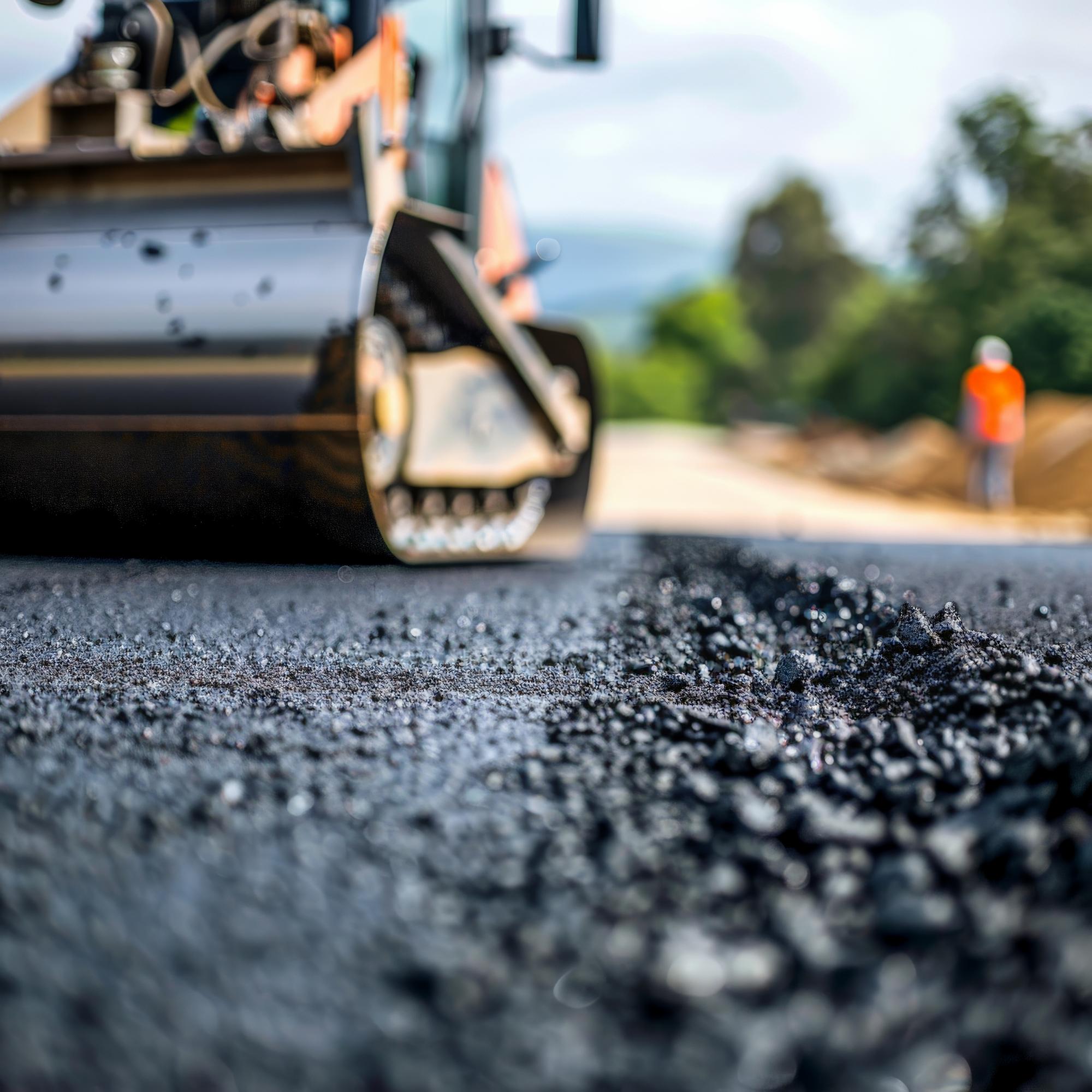 closeup-road-roller-compacting-asphalt-newly-constructed-road-with-construction-worker-background_1099133-13781